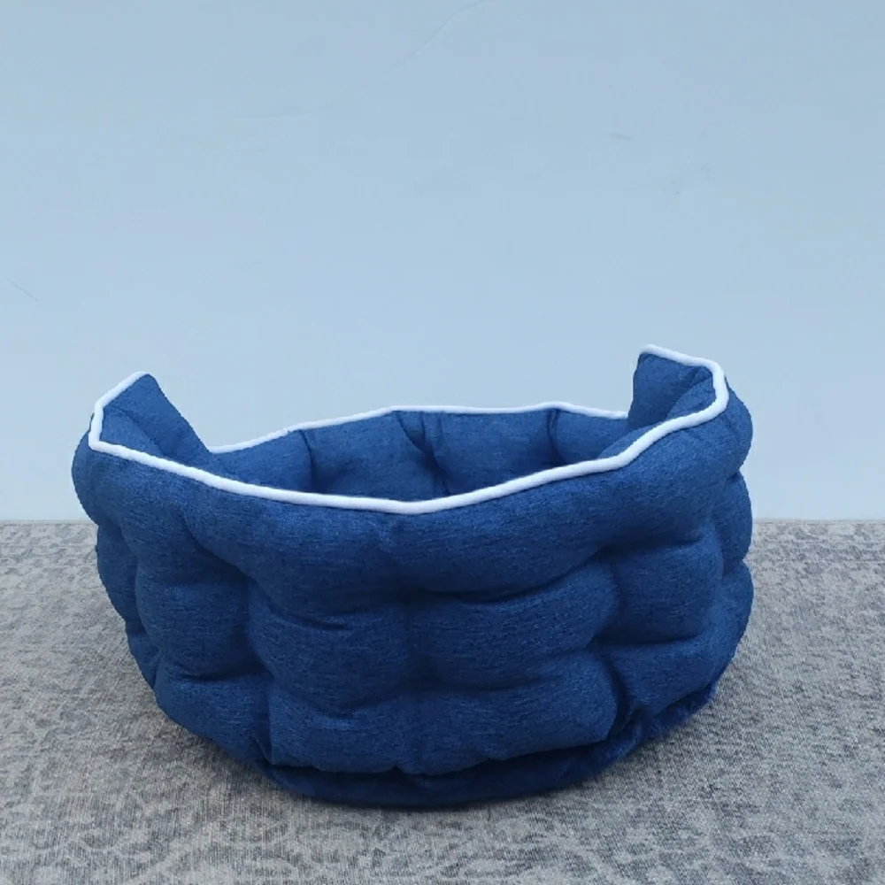 Small Round Blue Dog Bed